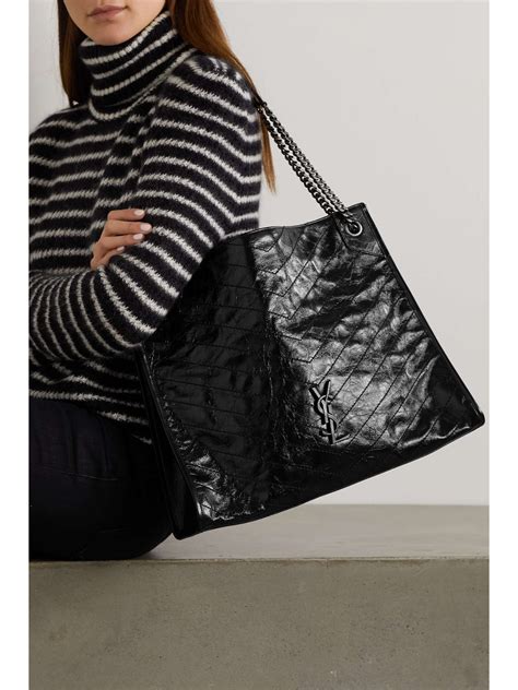 saint laurent niki glossed-leather tote